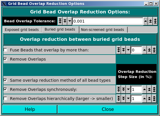 Buried Grid Beads Overlap Reduction Options